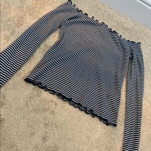 off the shoulder b&w striped shirt